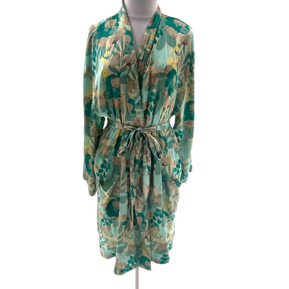 Pusheen cat robe satin green multicolor sz XS through M